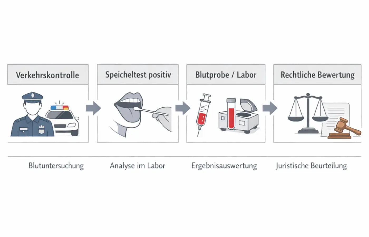 Infografik zum Ablauf nach positivem Speicheltest bei Cannabis-Kontrolle